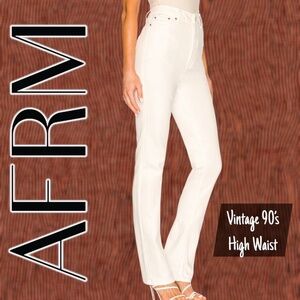 AFRM x REVOLVE Heston 90’s Hi-Rise Long/Lean Straight Leg Jean-White/28w/NWT